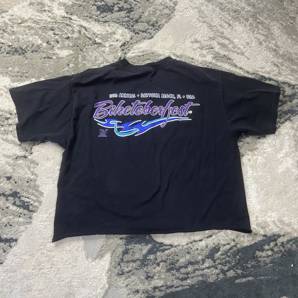 Biketoberfest Y2K 00s Daytona Beach Motorcycle Anvil Cropped T-Shirt Size XL VTG